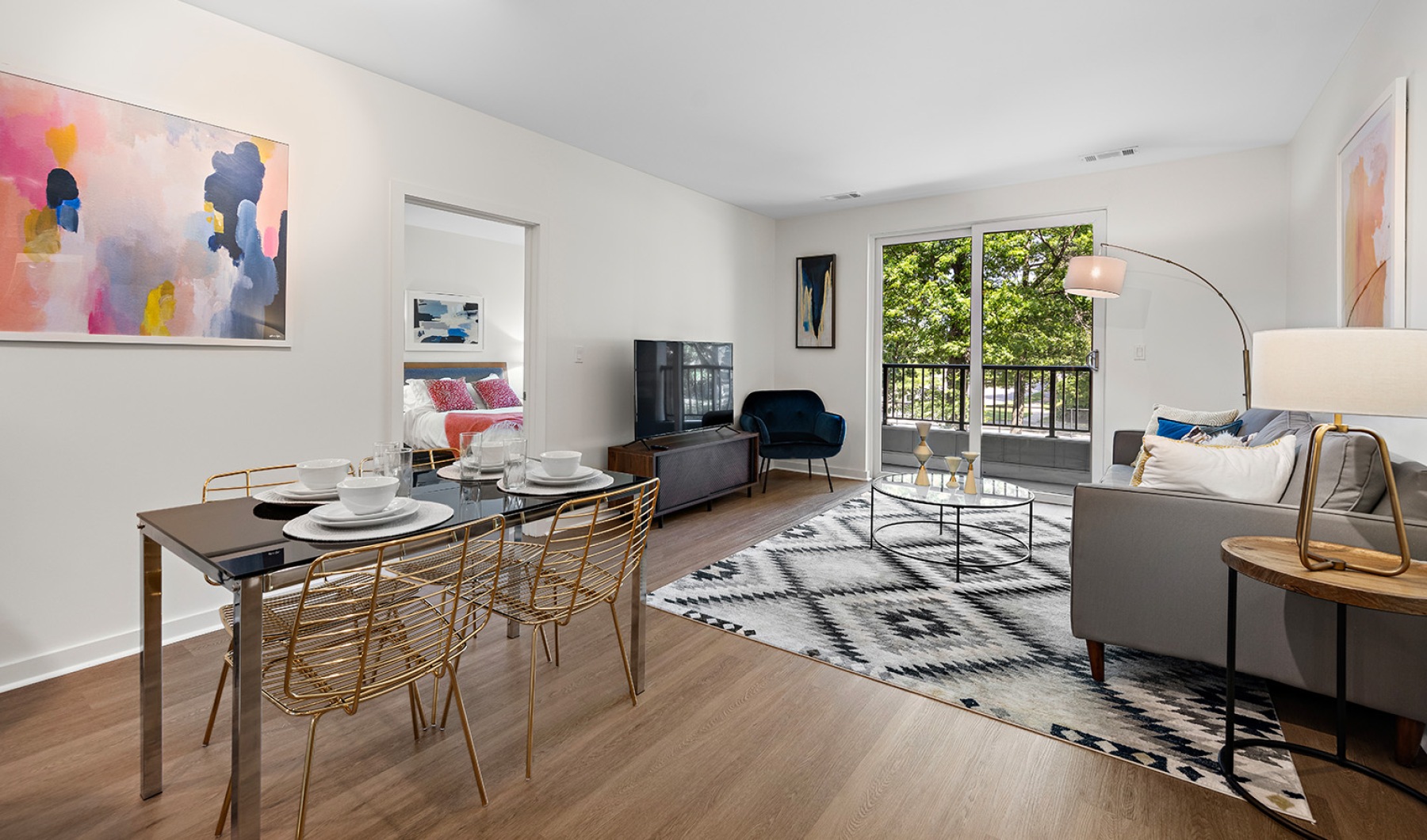 Living Room a living room with a couch and dining table